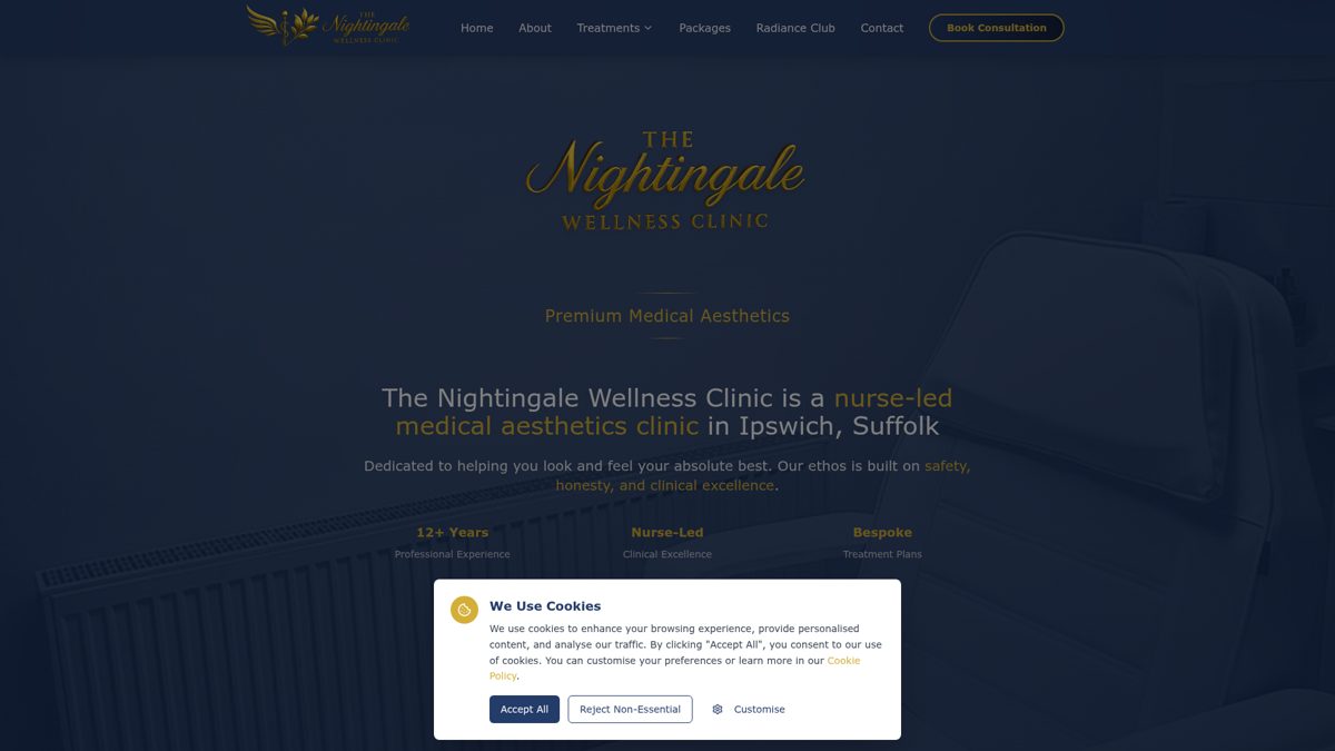 The Nightingale Wellness Clinic website built by ShiftWeb
